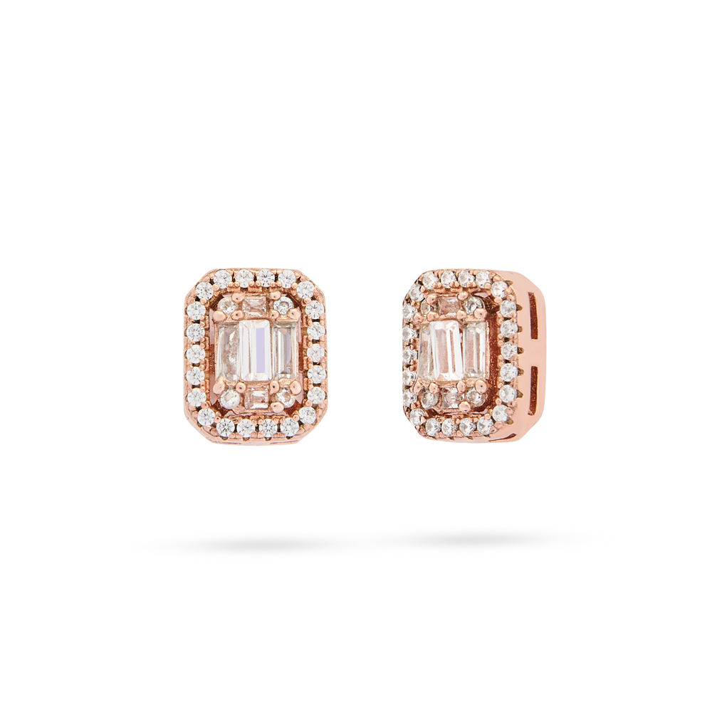 Gümüş Üzeri Rose Gold Altın Kaplama Küpe - E01131PR
